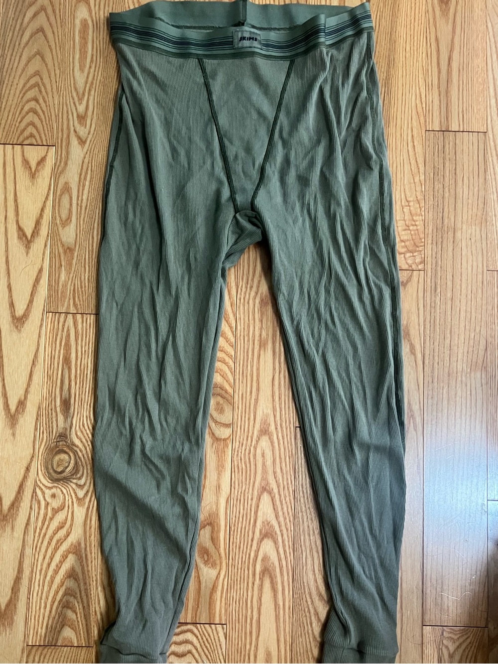 SKIMS Olive Ribbed Thermal Bottoms